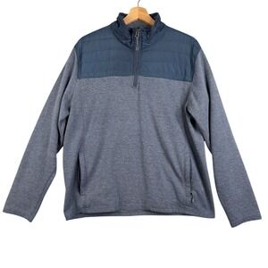 Eddie Bauer 1/4 Zip Pullover Sweater Blue Men Size L Long Sleeve shell knit park